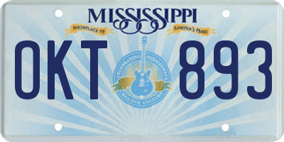 MS license plate OKT893