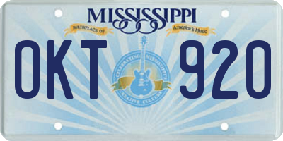 MS license plate OKT920