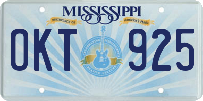 MS license plate OKT925