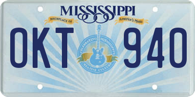 MS license plate OKT940