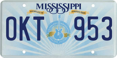 MS license plate OKT953