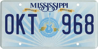 MS license plate OKT968