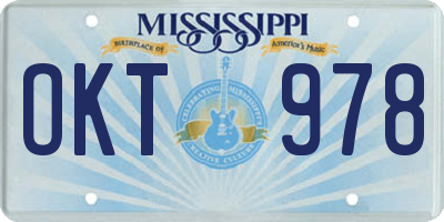 MS license plate OKT978