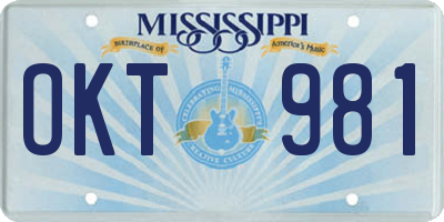 MS license plate OKT981