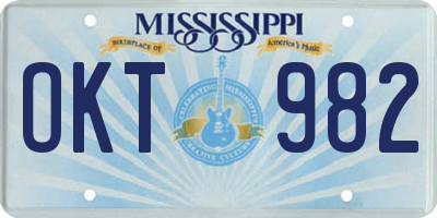 MS license plate OKT982