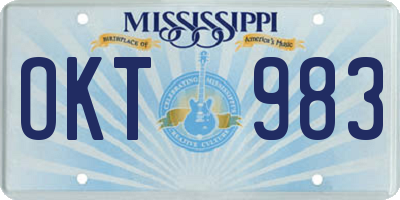 MS license plate OKT983