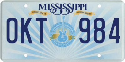 MS license plate OKT984