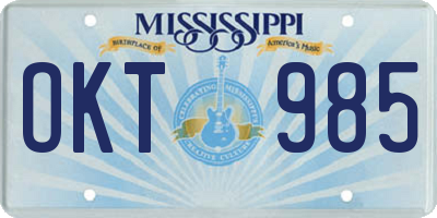 MS license plate OKT985