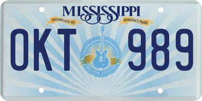 MS license plate OKT989