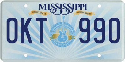 MS license plate OKT990