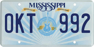 MS license plate OKT992