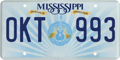 MS license plate OKT993