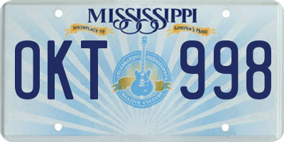 MS license plate OKT998