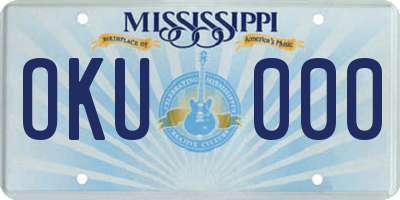 MS license plate OKU000