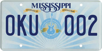 MS license plate OKU002