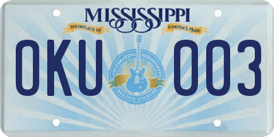 MS license plate OKU003