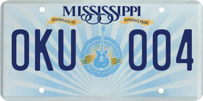 MS license plate OKU004
