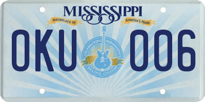 MS license plate OKU006