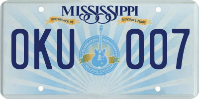 MS license plate OKU007