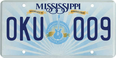 MS license plate OKU009