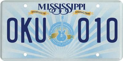 MS license plate OKU010