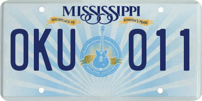 MS license plate OKU011