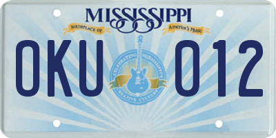 MS license plate OKU012