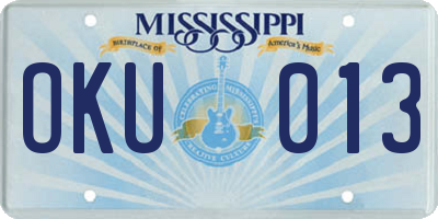 MS license plate OKU013