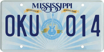MS license plate OKU014