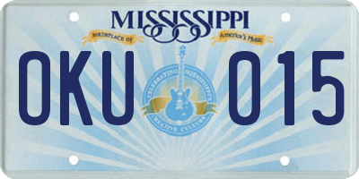 MS license plate OKU015