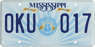 MS license plate OKU017
