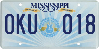 MS license plate OKU018
