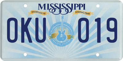 MS license plate OKU019
