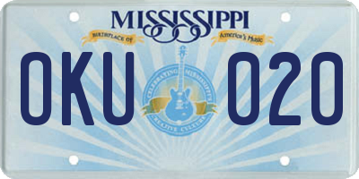 MS license plate OKU020