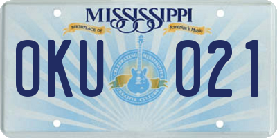MS license plate OKU021