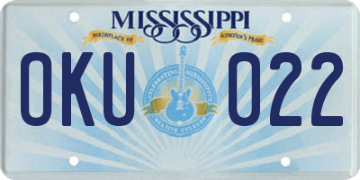 MS license plate OKU022