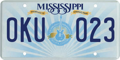 MS license plate OKU023