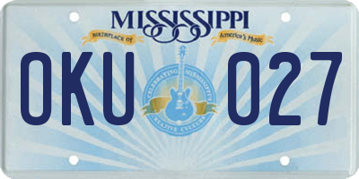 MS license plate OKU027