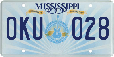 MS license plate OKU028