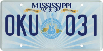MS license plate OKU031