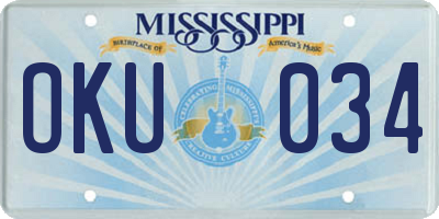 MS license plate OKU034