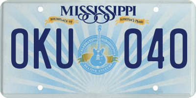 MS license plate OKU040