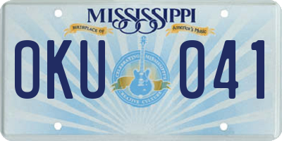 MS license plate OKU041