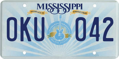 MS license plate OKU042