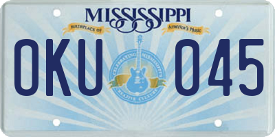 MS license plate OKU045