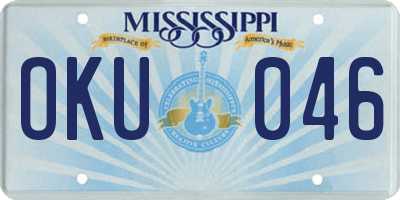 MS license plate OKU046