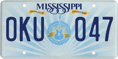 MS license plate OKU047