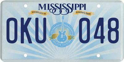 MS license plate OKU048