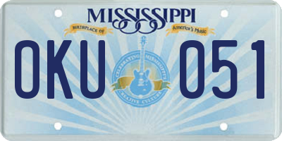 MS license plate OKU051