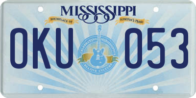 MS license plate OKU053